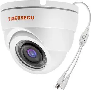 TIGERSECU 1080P Metal Wide Angle Dome Security Camera for DVR, Weatheproof for Indoor/Outdoor Use, Hybrid 4-in-1 OSD Switch for TVI/CVI/AHD/CVBS DVRs (Power Supply and Coaxial Cable Sold Separately)
