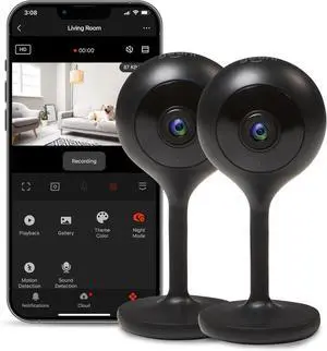 Geeni Look 1080p Indoor Security Camera  2-Pack Full HD WiFi Indoor Camera with 2-Way Audio, Motion Detection, & Night Vision  Support for Alexa & Google Assistant