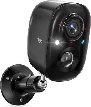 Dzees Security Camera Outdoor Wireless - Upgrade 2K 3MP Battery Powered WiFi Outdoor Camera Wireless, Spotlight, Siren, AI Dectection, Color Night Vision, IP66 Waterproof Cloud/SD-Black