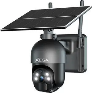 Xega 4G LTE Cellular Security Camera Outdoor Solar Camera Wireless Built-in SIM Card, 2K HD Color Night Vision PTZ 360° View, Smart PIR Motion Detection, 2-Way Talk, No WiFi, IP66