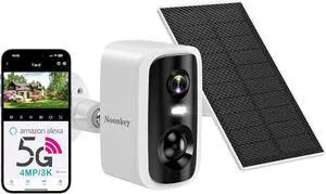 4MP Solar Security Camera Outdoor, 5G&2.4GHz Wireless Rechargeable Battery Cam with Spotlight/Siren, AI Human Detection, Color Night Vision, 2-Way Audio, IP65 Waterproof, Alexa,No Power Needed