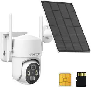 4G LTE Cellular Security Camera, No WiFi Security Camera Outdoor, Security Cameras Wireless Outdoor Solar Powered, 360° Live View, 2K HDR Color Night Vision, Smart Motion Sensor, Built in SIM Card