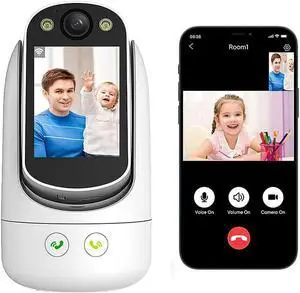 Video Call Security Camera Indoor, Nanny Camera Baby Camera Pet Camera,2-Way Video Call,2-Way Audio, 360°Pan/Tilt WiFi Camera for Home Security, Motion Tracking, 1080P 2.8 inch HD Screen,Night Vision