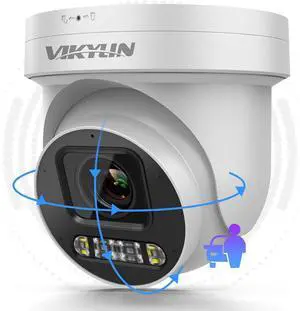 VIKYLIN 4K 8MP POE IP PTZ Camera Outdoor,5X Optical Zoom 2.7~13.5mm Lens Full Color Night Vision,AI Human/Vehicle Detection, Spotlight&Sound Alarm,2- Way Audio,SD(512GB),IP67,NDAA Complaint