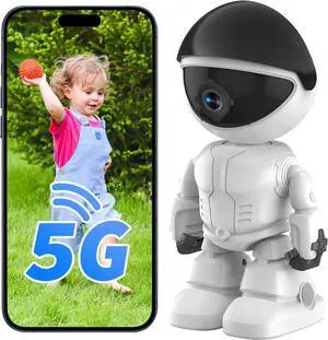 Indoor Camera Robot,5G/2.4Ghz WiFi Robot Cameras for Home Security,Pet/Baby Camera with Phone App Motion Detection and Alarm,Home Security Two-Way Talk, Human Detection