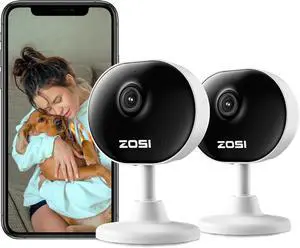 ZOSI Indoor Security Camera, 2Pack 1080P Home WiFi Camera with Phone App, Smart Motion Detection,2 Way Audio, Night Vision,C688 Baby/Pet Monitor,Memory Card/Cloud Storage,Works with Alexa,Plug-in
