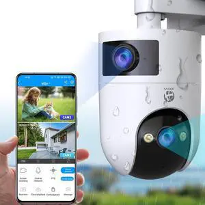 JOOAN 5G 2.4G Dual WiFi Security Camera Outdoor 2K Dual Lens Home Surveillance IP Cam 360° PTZ 2 Way Audio IP66 Waterproof Motion Detection Alert Color Night Cloud/Card Record