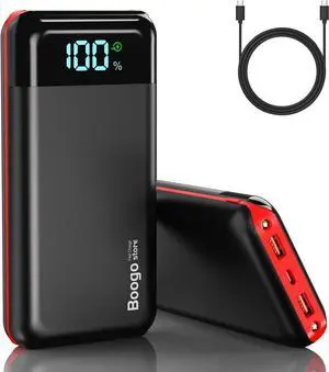 Portable Charger Power Bank 52800mAh Powerbank PD 30W and QC 4.0 Fast Charging Built-in Bright flashlight LED Display 2 USB 1Type-C Output External Battery Pack for iPhone, Samsung, iPad etc (red)