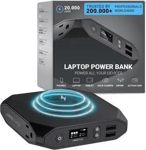 Omni 20+ Professional Premium Portable Power Bank with AC Outlet 20,000mAh/71Wh,Laptop Power Bank,Universal Charger for All Devices, Fast Charging USB-C & QC 3.0, Travel-Friendly Power Solution