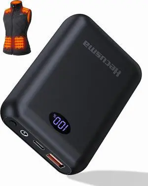 Heated Vest Battery Pack 16000mAh 7.4V, Battery Pack for Heated Vest Compatible with ORORO and Venustas, Rechargeable Power Bank for Heated Vest, Heated Jacket with DC/USB/Type-C Output LED Display