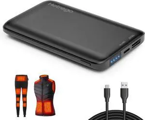 Heated Vest Battery Pack, Ultra Compact and Thin 5V 2A USB Power Bank, 10,000 mAH Portable Charger, Rechargeable Battery for Men Women Heated Jacket, Pants, Clothing, iPhone, Samsung Etc.