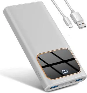 Portable Charger, 10000mAh Power Bank with 15w Fast Charging, 4 Outputs 3 Inputs with Built in Type-C, USB-A Battery Pack, Compatible with iPhone 16 15 14 12 Pro Samsung S22 S21 Cell Phone etc Long Li