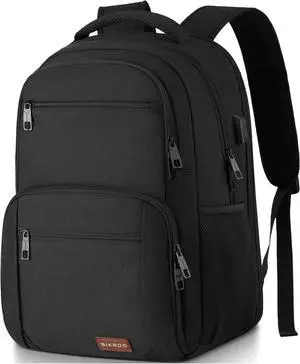 Backpack for Men and Women, School Backpacks for Teen Boys Water Resistant TSA Travel Backpack with USB Charging Port, Business Anti Theft Sturdy Computer Bag Gifts Fits 15.6 Inch Laptop,Black