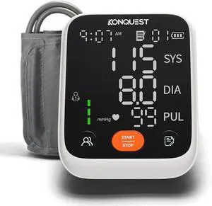 KONQUEST Blood Pressure Monitors for Home Use Upper Arm, Accurate Cuff 8 ½  - 16 ½ Monitor with Large LED Display, 2 Users 398 Sets Memory & HR Detection, Digital BP Machine with Carrying Case