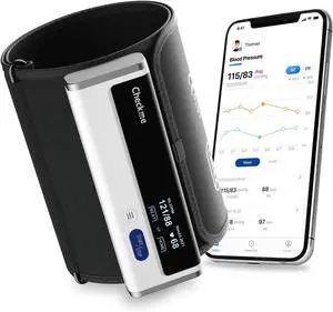 Checkme BP2A Blood Pressure Monitor for Home Use Upper Arm - Bluetooth BP Machine Cuff, Accurate Digital Readings in 30 Seconds, Unlimited Data Stored in App for iOS & Android
