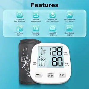 Blood Pressure Monitor, Automatic Upper Arm Blood Pressure Monitors for Home Use, Blood Pressure Machine Large Backlight Display, Accurate Adjustable Digital BP Cuff