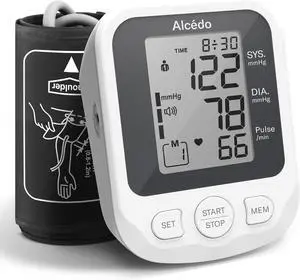Alcedo Blood Pressure Monitor for Home Use, Accurate Upper Arm BP Machine with Large Cuff, Alarm Reminder, 2 x 120 Memory, Talking Function