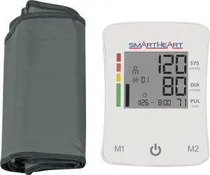 SmartHeart Automatic Digital Blood Pressure Arm Monitor | Wide-Range Upper Arm Cuff | 2-Person Memory