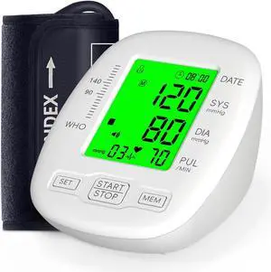 Blood Pressure Monitor, Blood Pressure Cuff 22-42cm - 2 * 99 Sets of Memory, 4*AAA Battery Included, White