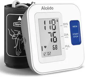Alcedo Blood Pressure Monitor for Home Use, Automatic Upper Arm BP Machine with Large Cuff 8.7" -16.5", 2X 120 Memory