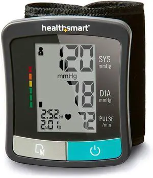 HealthSmart Digital Standard Blood Pressure Monitor with Automatic Cuff That Displays Pulse Rate and Irregular Heartbeat, Stores up to 120 Readings for 2 Users