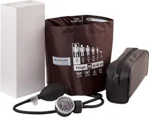 McKesson LUMEON Deluxe Aneroid Sphygmomanometer, Blood Pressure with Cuff, Thigh, Brown, Adult Large, 1 Count