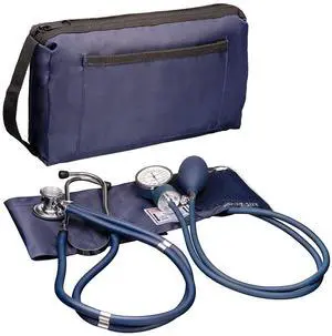 NOVAMEDIC Professional Aneroid Sphygmomanometer Blood Pressure Machine and Stethoscope Set, Universal Adult Size Cuff Arm 8.7-16.5", Manual Emergency BP Monitor Kit with Carrying Case, Blue