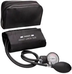 NOVAMEDIC Professional Black Large Adult Size Blood Pressure Machine, Aneroid Sphygmomanometer Medical Supplies, Manual Emergency BP Monitor for High Blood Pressure with Carrying Case