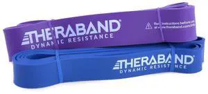 THERABAND High Resistance Bands, Set of 2 Elastic Super Bands for Improving Flexibility, Injury Rehab, & Full Body Workouts, Stretch Bands for Lifting, 1 Light & 1 Medium Band, Multi
