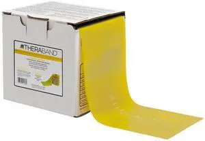 THERABAND Resistance Band, Yellow, Light, 50-Yard Roll, Latex-Free, Elastic Band for Exercise, Physical Therapy, Yoga, Pilates, Stretching, Home Workouts, Cut-to-Length, Color-Coded Levels THERABAND Resistance Band, Yellow, Light, 50-Yard Roll, Latex-Free, Elastic Band for Exercise, Physical Therapy, Yoga, Pilates, Stretching, Home Workouts, Cut-to-Length, Color-Coded Levels