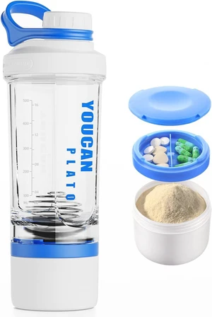 21oz Protein Shaker Bottle with Powder Storage Container-Shaker Cups for Protein Shakes-pre workout bottle-Mixer Cup-Gym Sport Water Bottle -Made with Tritan BPA Free,with Wire Whisk Balls (Blue) 21oz Protein Shaker Bottle with Powder Storage Container-Shaker Cups for Protein Shakes-pre workout bottle-Mixer Cup-Gym Sport Water Bottle -Made with Tritan BPA Free,with Wire Whisk Balls (Blue)