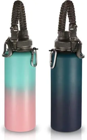 Volhoply Insulated Water Bottles Bulk 2 Pack, 40 oz Stainless Steel Sports Bottle with Paracord Handle & Spout Lid,Double Walled Water Cups with Wide Mouth, Reusable Big Water jug(Assorted,2 Set) Volhoply Insulated Water Bottles Bulk 2 Pack, 40 oz Stainless Steel Sports Bottle with Paracord Handle & Spout Lid,Double Walled Water Cups with Wide Mouth, Reusable Big Water jug(Assorted,2 Set)