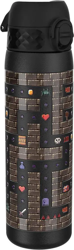 ION8 Steel Water Bottle, 600 ml/20 oz, Leak Proof, Easy to Open, Secure Lock, Dishwasher Safe, Flip Cover, Fits Cup Holders, Carry Handle, Durable, Scratch Resistant, Raised Print, Gaming Design ION8 Steel Water Bottle, 600 ml/20 oz, Leak Proof, Easy to Open, Secure Lock, Dishwasher Safe, Flip Cover, Fits Cup Holders, Carry Handle, Durable, Scratch Resistant, Raised Print, Gaming Design