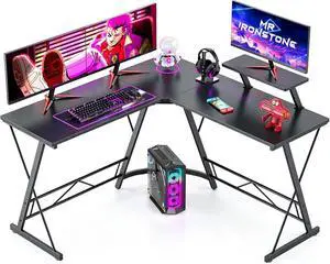 Mr IRONSTONE L Shaped Gaming Desk Corner Computer Desk, Home Office Desks Writing Workstation with Large Monitor Stand, Easy to Assemble (Black,51 Inch) Mr IRONSTONE L Shaped Gaming Desk Corner Computer Desk, Home Office Desks Writing Workstation with Large Monitor Stand, Easy to Assemble (Black,51 Inch)