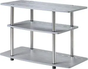 Convenience Concepts Designs2Go No Tools 3-Tier TV Stand 31.5" - Entertainment Center for TVs up to 37 Inches, Modern TV Console with Shelves for Living Room, Family Room, Gray Convenience Concepts Designs2Go No Tools 3-Tier TV Stand 31.5" - Entertainment Center for TVs up to 37 Inches, Modern TV Console with Shelves for Living Room, Family Room, Gray