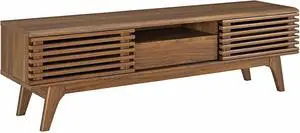 Modway Render Mid-Century Modern Low Profile 59 Inch TV Stand in Walnut Modway Render Mid-Century Modern Low Profile 59 Inch TV Stand in Walnut