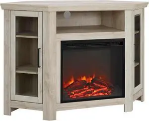 Walker Edison Alcott Classic Glass Door Fireplace Corner TV Stand for TVs up to 55 Inches, 48 Inch, White Oak Walker Edison Alcott Classic Glass Door Fireplace Corner TV Stand for TVs up to 55 Inches, 48 Inch, White Oak
