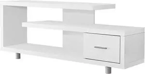 Monarch Specialties TV Stand with 1 Drawer, 60"W, White Monarch Specialties TV Stand with 1 Drawer, 60"W, White