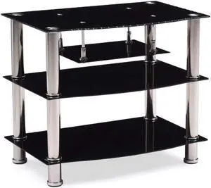 Hodedah Four Shelve Tempered Glass TV Stand, Accommodates TV's up to 32", Black Hodedah Four Shelve Tempered Glass TV Stand, Accommodates TV's up to 32", Black