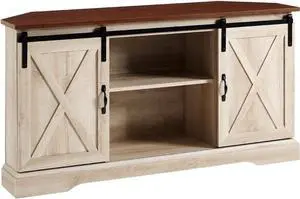 Walker Edison Everette Modern Farmhouse Double Sliding X Barn Door TV Stand for TVs up to 58 Inches 52 Inch Traditional Brown and White Oak Walker Edison Everette Modern Farmhouse Double Sliding X Barn Door TV Stand for TVs up to 58 Inches 52 Inch Traditional Brown and White Oak