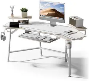 EUREKA ERGONOMIC Gaming Desk Wing Shaped Keyboard Tray 72 Inch Maple | LED monitor stand with dual headphone hooks and cup holder, built for gaming, streaming, and studio setups EUREKA ERGONOMIC Gaming Desk Wing Shaped Keyboard Tray 72 Inch Maple | LED monitor stand with dual headphone hooks and cup holder, built for gaming, streaming, and studio setups