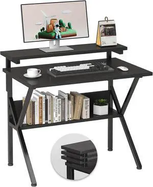 COTUBLR Small Desk, 27.5 Inch Small Computer Desk for Small Spaces, Computer Desk with Adjustable Monitor Stand, Compact Desk with Storage, Tiny Desk Study Desk for Bedroom Home Office, Black COTUBLR Small Desk, 27.5 Inch Small Computer Desk for Small Spaces, Computer Desk with Adjustable Monitor Stand, Compact Desk with Storage, Tiny Desk Study Desk for Bedroom Home Office, Black