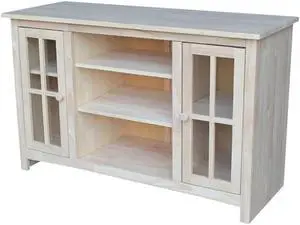 Solid Wood Entertainment/TV Stand with 2 Doors - 48", Unfinished Solid Wood Entertainment/TV Stand with 2 Doors - 48", Unfinished