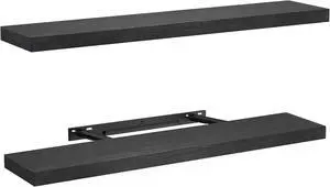 Amada 32 Inch Floating Shelves with Invisible Brackets, Set of 2, Black Amada 32 Inch Floating Shelves with Invisible Brackets, Set of 2, Black
