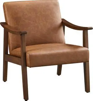 Yaheetech Accent Chair, Mid-Century Armchair with High Back Brown Yaheetech Accent Chair, Mid-Century Armchair with High Back Brown