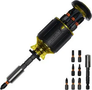 Klein Tools 32308 Multi-bit Stubby Screwdriver, Impact Rated 8-in-1 Adjustable Magnetic Tool with Phillips, Slotted, Square and Nut Driver Klein Tools 32308 Multi-bit Stubby Screwdriver, Impact Rated 8-in-1 Adjustable Magnetic Tool with Phillips, Slotted, Square and Nut Driver