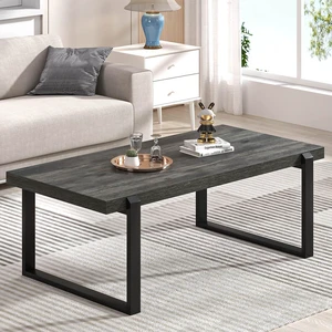 EXCEFUR Modern Coffee Table, Rustic Wood and Metal Center Table, Rectangle Cocktail Tea Table for Living Room, Grey, 44 Inch EXCEFUR Modern Coffee Table, Rustic Wood and Metal Center Table, Rectangle Cocktail Tea Table for Living Room, Grey, 44 Inch