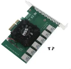 Mining PCI-E Extender Riser Card 1 to External 6 USB Adapter 16X Slots Card PCI-E Adapter Multiplier Riser Card Mining PCI-E Extender Riser Card 1 to External 6 USB Adapter 16X Slots Card PCI-E Adapter Multiplier Riser Card