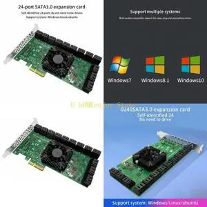 24-port PCI-E to Sata3.0 Expansion Card PCI for Express X16 Adapter 6GB Compact
