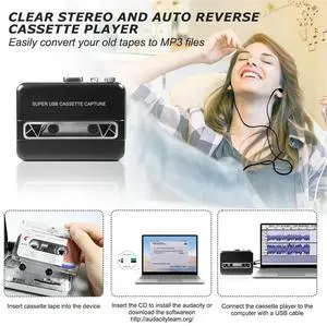 Super USB Cassette-To-MP3 Capture Converter USB Cassette Tape To PC Audio Music Player CD Upgrade Super USB Cassette-To-MP3 Capture Converter USB Cassette Tape To PC Audio Music Player CD Upgrade